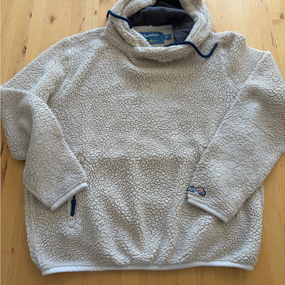 Chubbies Cream Turtleneck Sweater with Blue Trim